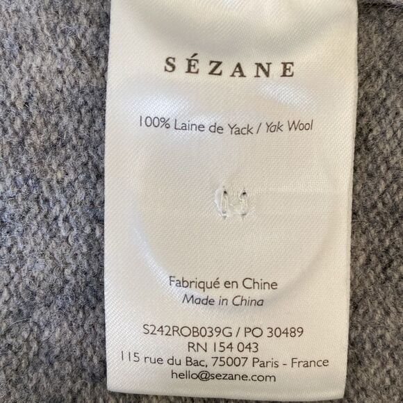 Sezane Elegant Gray Yak Wool Cardigan sz M Quiet Luxury Minimalist Casual Chic - Picture 9 of 13